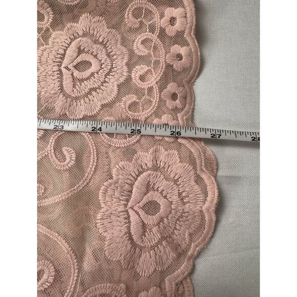 Ivory Sheer Mesh Top L Pink Floral Embroidered Y2K Coquette Fairycore Soft Girl - Picture 5 of 8